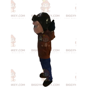 Aviator BIGGYMONKEY™ mascottekostuum met helm en leren jas -
