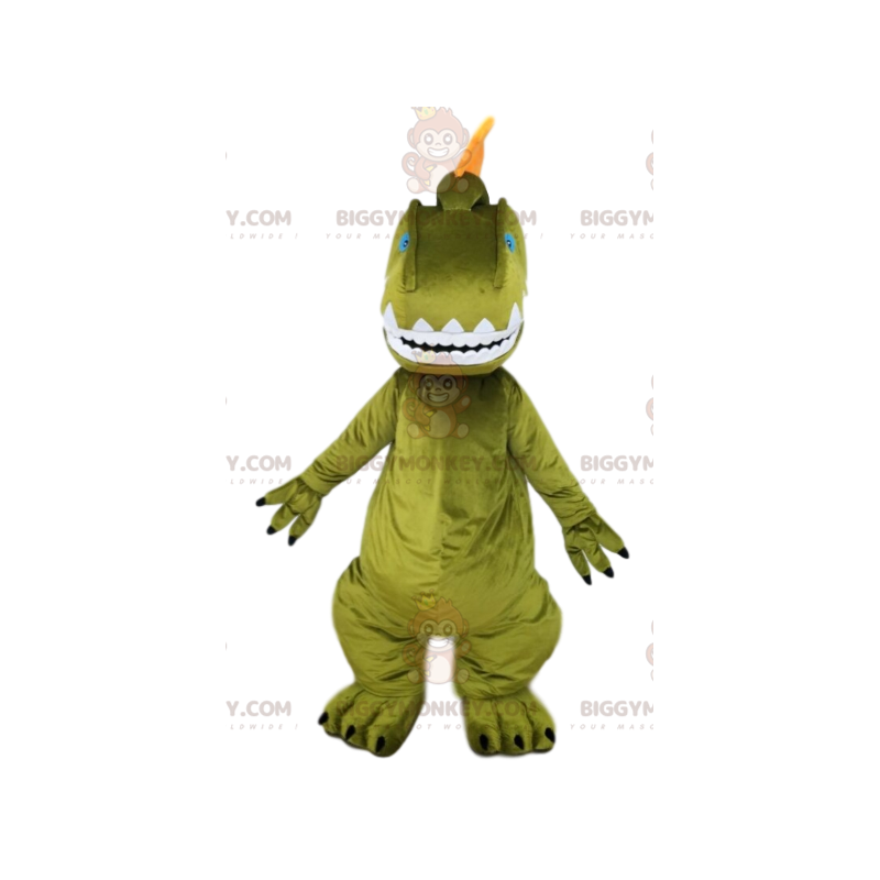 BIGGYMONKEY™ maskottiasu vihreästä dinosauruksesta ja BIGGYMONKEY™ maskottiasu vihreästä dinosauruksesta ja