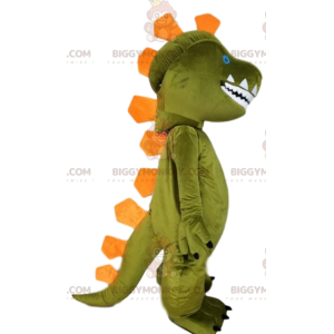 BIGGYMONKEY™ mascottekostuum van groene dinosaurus en oranje