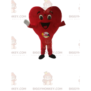 Very Happy Red Heart BIGGYMONKEY™ Mascot Costume. heart suit –