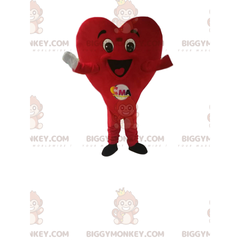 Very Happy Red Heart BIGGYMONKEY™ Mascot Costume. heart suit -