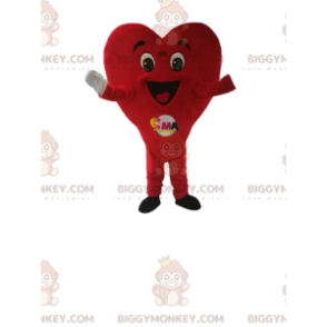 Very Happy Red Heart BIGGYMONKEY™ Mascot Costume. heart suit –