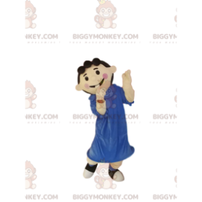  Στολή μασκότ μικρού κοριτσιού BIGGYMONKEY™ με μπλε φόρεμα. - Μασκότ για αγόρια και κορίτσια - BiggyMonkey.com