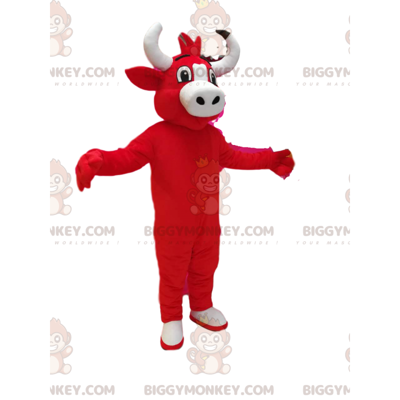  Costume della mascotte della mucca rossa BIGGYMONKEY™. costume da mucca rossa - Mascotte di mucca - BiggyMonkey.com