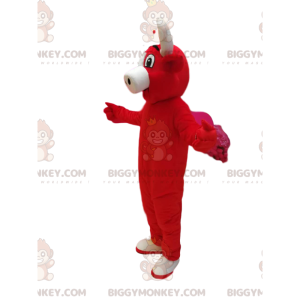 Στολή μασκότ κόκκινης αγελάδας BIGGYMONKEY™. στολή κόκκινη