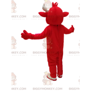 Στολή μασκότ κόκκινης αγελάδας BIGGYMONKEY™. στολή κόκκινη