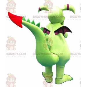 Disfraz de mascota dragón verde y morado BIGGYMONKEY™ -