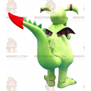 Disfraz de mascota dragón verde y morado BIGGYMONKEY™ -