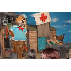 Στολή μασκότ BIGGYMONKEY™ Sailor Brown Walrus - Μασκότ φώκιας - BIGGYMONKEY_01472 - BiggyMonkey.com
