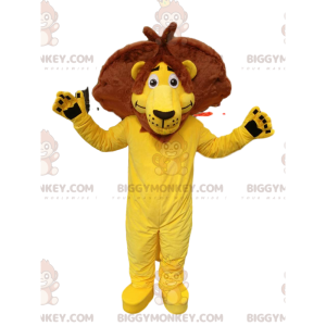 Disfraz original de la mascota del león amarillo BIGGYMONKEY™.