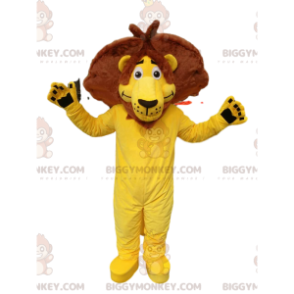 Disfraz original de la mascota del león amarillo BIGGYMONKEY™.