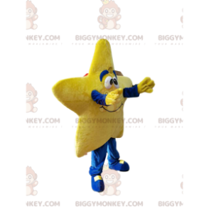 Smiling Yellow Star BIGGYMONKEY™ Mascot Costume. star costume -