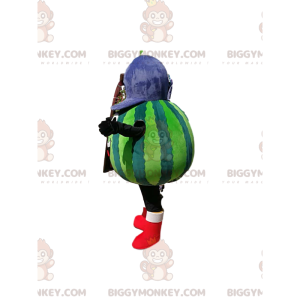 Traje de mascote de melancia BIGGYMONKEY™ com gorro azul –