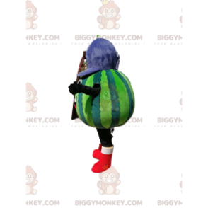 Traje de mascote de melancia BIGGYMONKEY™ com gorro azul –