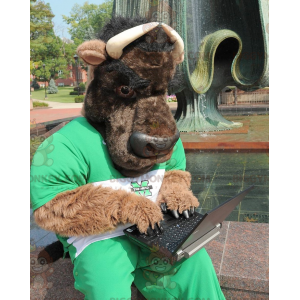 Costume de mascotte BIGGYMONKEY™ de taureau marron et noir de