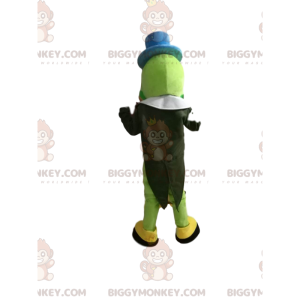 Στολή μασκότ BIGGYMONKEY™ από πράσινο κρίκετ με χαριτωμένο μπλε