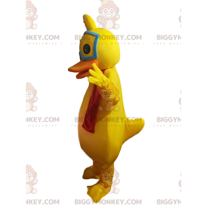 BIGGYMONKEY™ Costume da mascotte Anatra gialla con sciarpa BIGGYMONKEY™ Costume da mascotte Anatra gialla con sciarpa