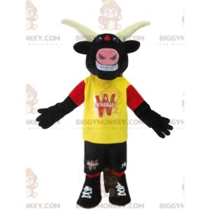 Costume da mascotte Bull BIGGYMONKEY™ con maglia gialla.