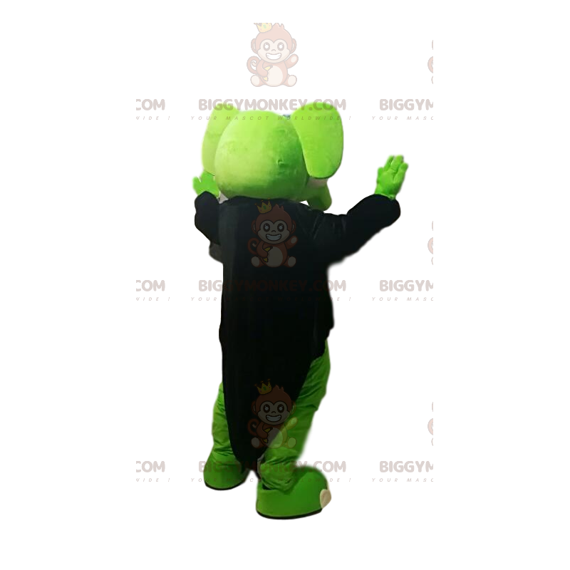 Disfraz de mascota de elefante verde BIGGYMONKEY™ con chaqueta Disfraz de mascota de elefante verde BIGGYMONKEY™ con chaqueta