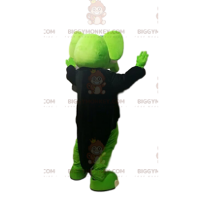 Στολή μασκότ BIGGYMONKEY™ Green Elephant με μαύρο φράκο μπουφάν. - Μασκότ ελεφάντων - BIGGYMONKEY_012757 - BiggyMonkey.com