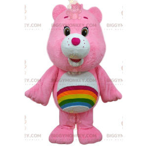 BIGGYMONKEY™ mascot costume of pink care bear with a rainbow on