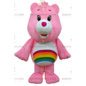 BIGGYMONKEY™ mascottekostuum van roze zorgbeer met een