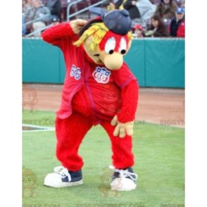 Disfraz de mascota BIGGYMONKEY™ Hombre rojo con pelo teñido -