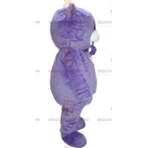 Bonito traje de mascote BIGGYMONKEY™ de urso roxo. fantasia de