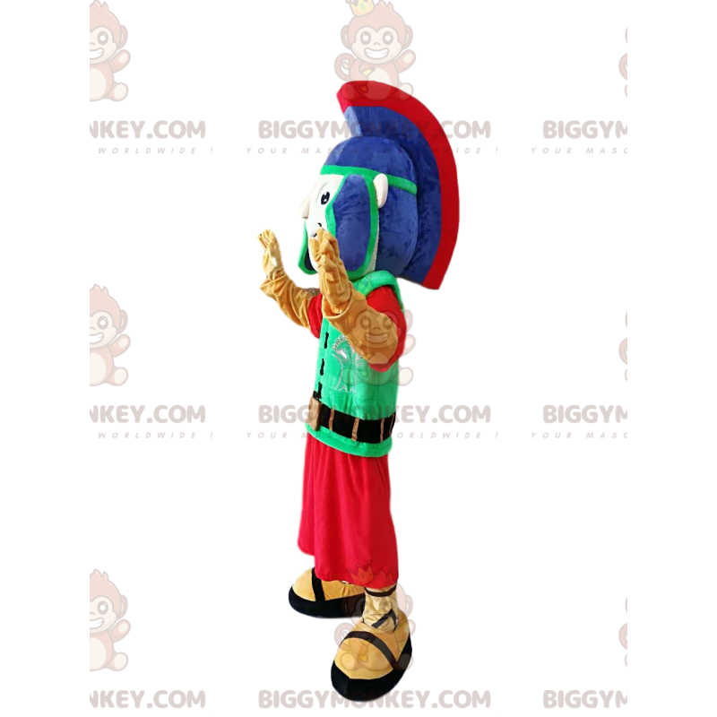 BIGGYMONKEY™ mascot costume of Roman warrior with his blue BIGGYMONKEY™ mascot costume of Roman warrior with his blue