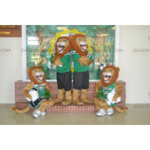 4 BIGGYMONKEY™s roaring lion mascots in sportswear -
