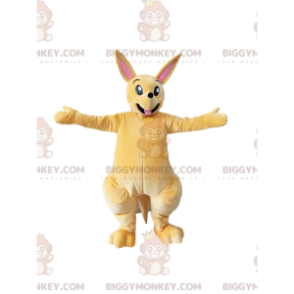 BIGGYMONKEY™ vaaleabeige kenguru-maskottiasu. Kenguru-asu -