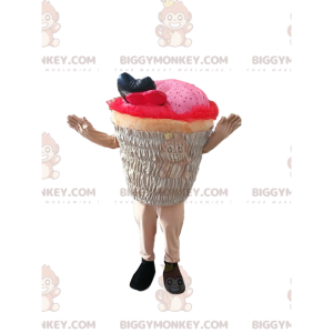 Disfraz de mascota BIGGYMONKEY™ de cupcake rosa. disfraz de