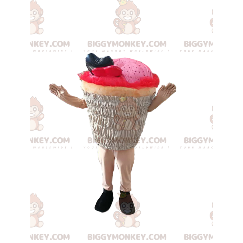 Costume de mascotte BIGGYMONKEY™ de cup-cake rose. Costume de