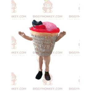 Costume de mascotte BIGGYMONKEY™ de cup-cake rose. Costume de