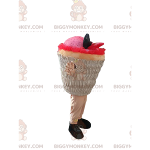 Costume de mascotte BIGGYMONKEY™ de cup-cake rose. Costume de