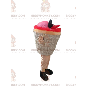 Fato de mascote BIGGYMONKEY™ de cupcake rosa. fantasia de