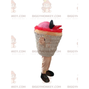 Costume de mascotte BIGGYMONKEY™ de cup-cake rose. Costume de