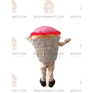 Fato de mascote BIGGYMONKEY™ de cupcake rosa. fantasia de