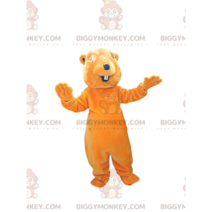 Very Smiling Orange Beaver BIGGYMONKEY™ Mascot Costume. beaver