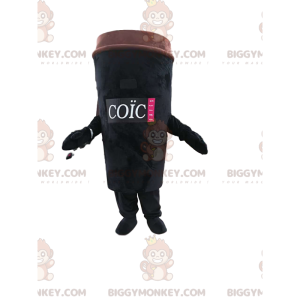 BIGGYMONKEY™ Take Away sort kaffekop maskotkostume. Kaffekop