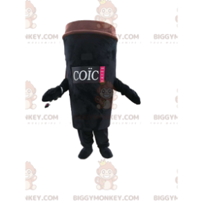 BIGGYMONKEY™ Take Away sort kaffekop maskotkostume. Kaffekop