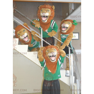 4 BIGGYMONKEY™s roaring lion mascots in sportswear -