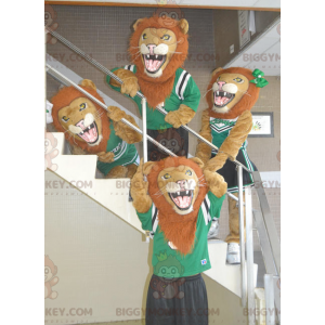 4 mascotte del leone ruggente di BIGGYMONKEY™ in abbigliamento