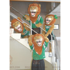 4 mascotes de leão rugindo do BIGGYMONKEY™ em roupas esportivas