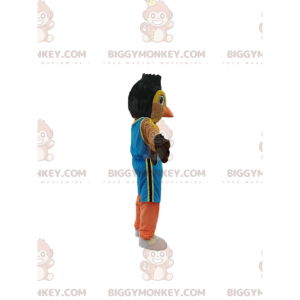 Costume de mascotte BIGGYMONKEY™ de moineau coloré en tenue de