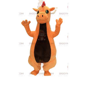 Friendly Orange Dinosaur BIGGYMONKEY™ Mascot Costume. dinosaur