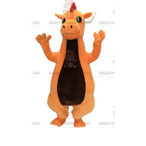 Traje de mascote amigável de dinossauro laranja BIGGYMONKEY™.