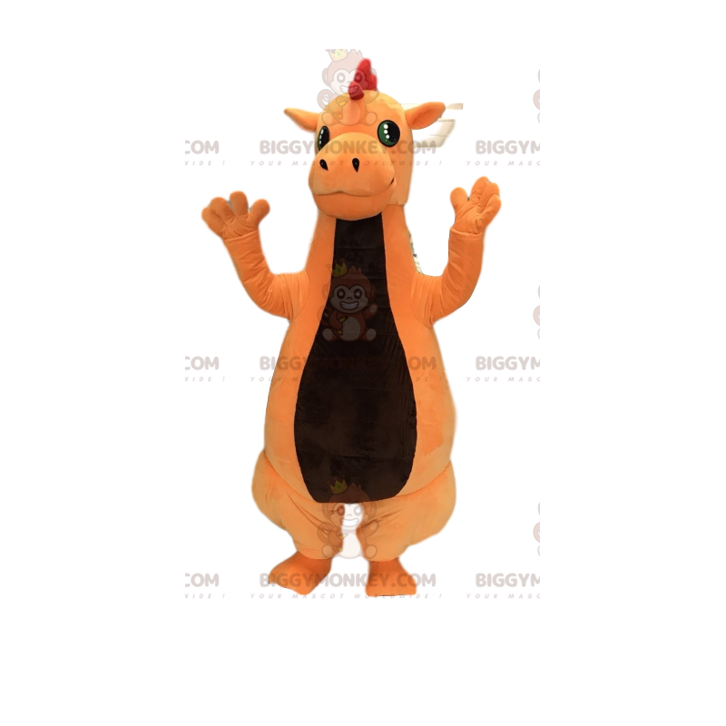 Venlig orange dinosaur BIGGYMONKEY™ maskotkostume. dinosaur Venlig orange dinosaur BIGGYMONKEY™ maskotkostume. dinosaur