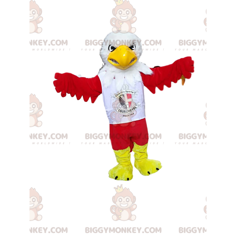 Στολή μασκότ Red Eagle BIGGYMONKEY™ με φανέλα υποστηρικτή. στολή αετού - Μασκότ πουλιών - BIGGYMONKEY_012775 - BiggyMonkey.com