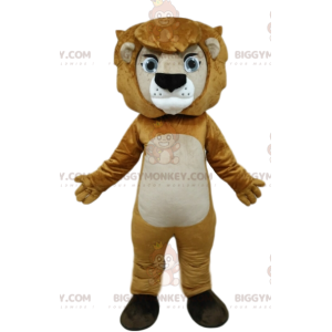 BIGGYMONKEY™ μασκότ στολή λιονταριού με όμορφα μπλε μάτια.